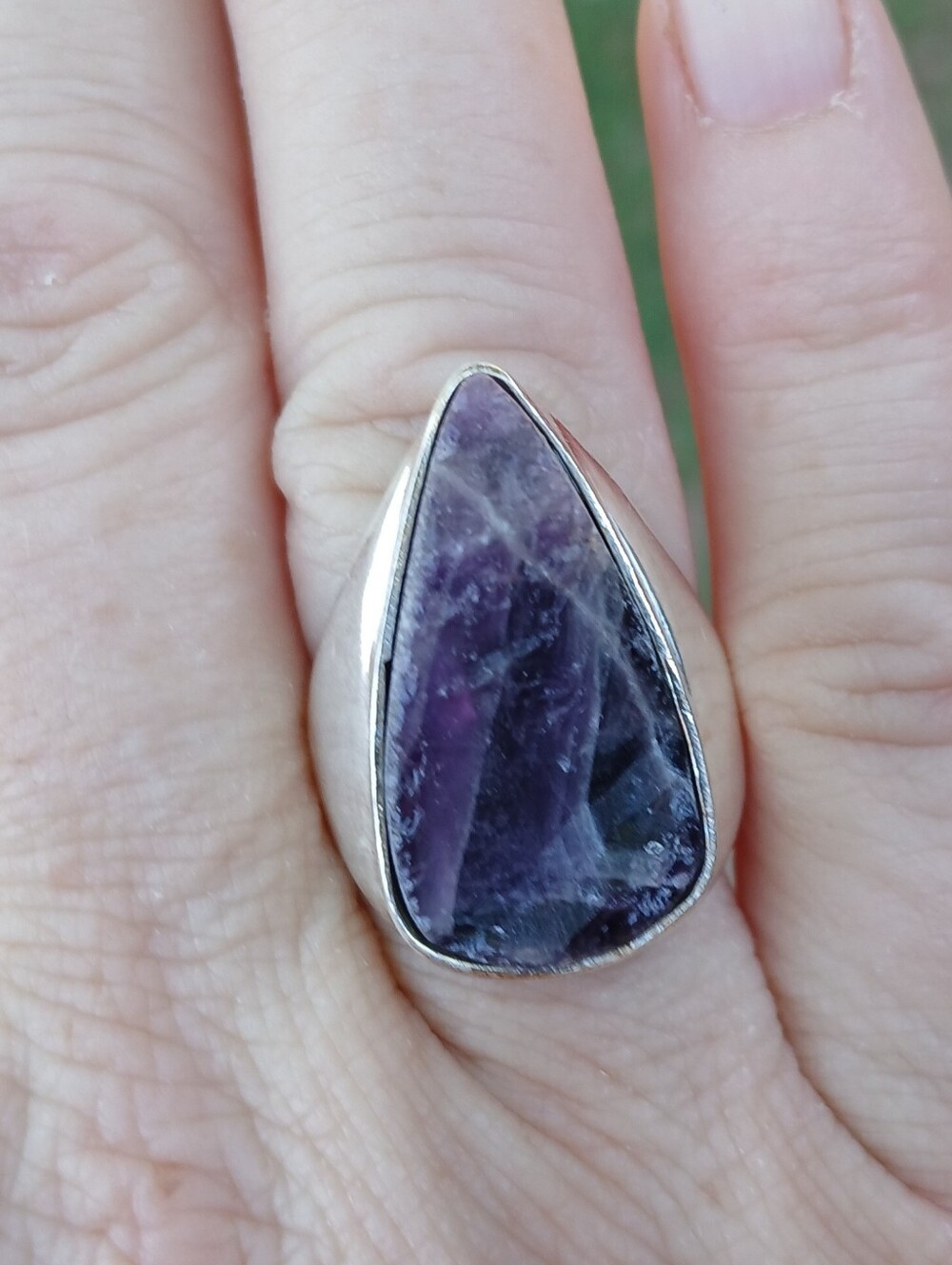 New Men's Natural Amethyst 925 Silver Ring. 